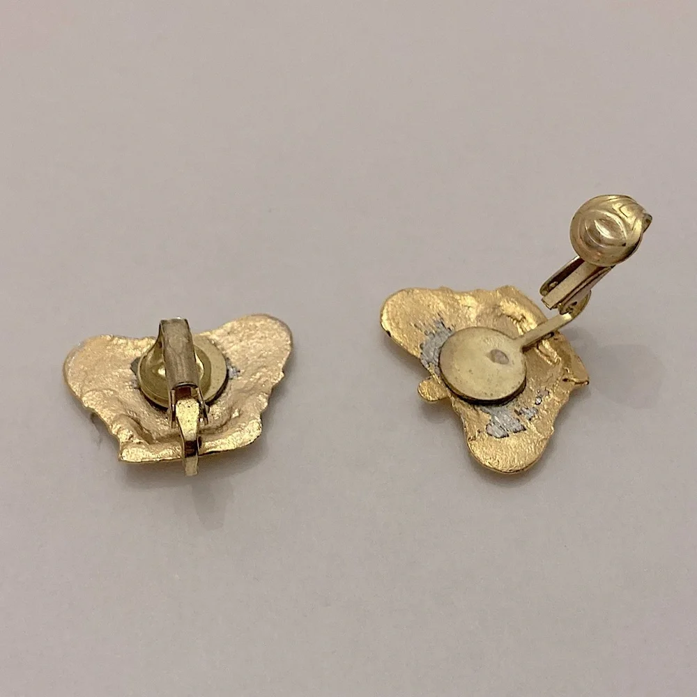 ⭐️ Vintage Gold Crown And Rhinestone Screw-Back Clip-On Stud Earrings